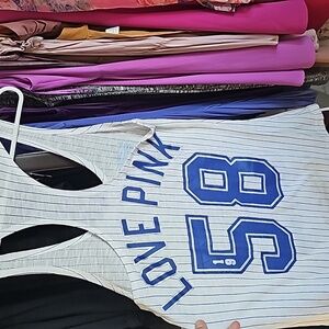 Victoria's Secret LA DODGERS Tank Top Small with Blue Bedazzles